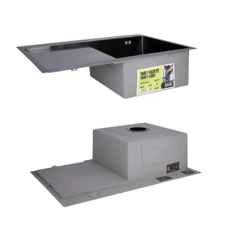 Мийка інтегрована Lidz H7849BL 78x49,5x20 см нержавіюча сталь чорна + змішувач Aria Black