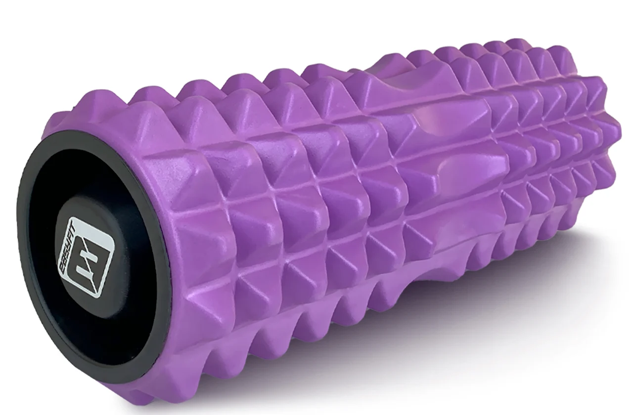 Масажний ролик EasyFit Grid Roller 33 см EVA фіолетовий з заглушками