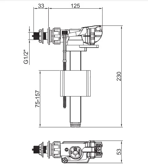 Наповнювальна арматура Koer KT-0105 1/2" латунь для унітаза 1/2"