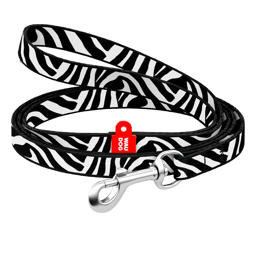 Повідець WAUDOG Nylon для котів та дрібних собак 10 мм x 122 см Зебра
