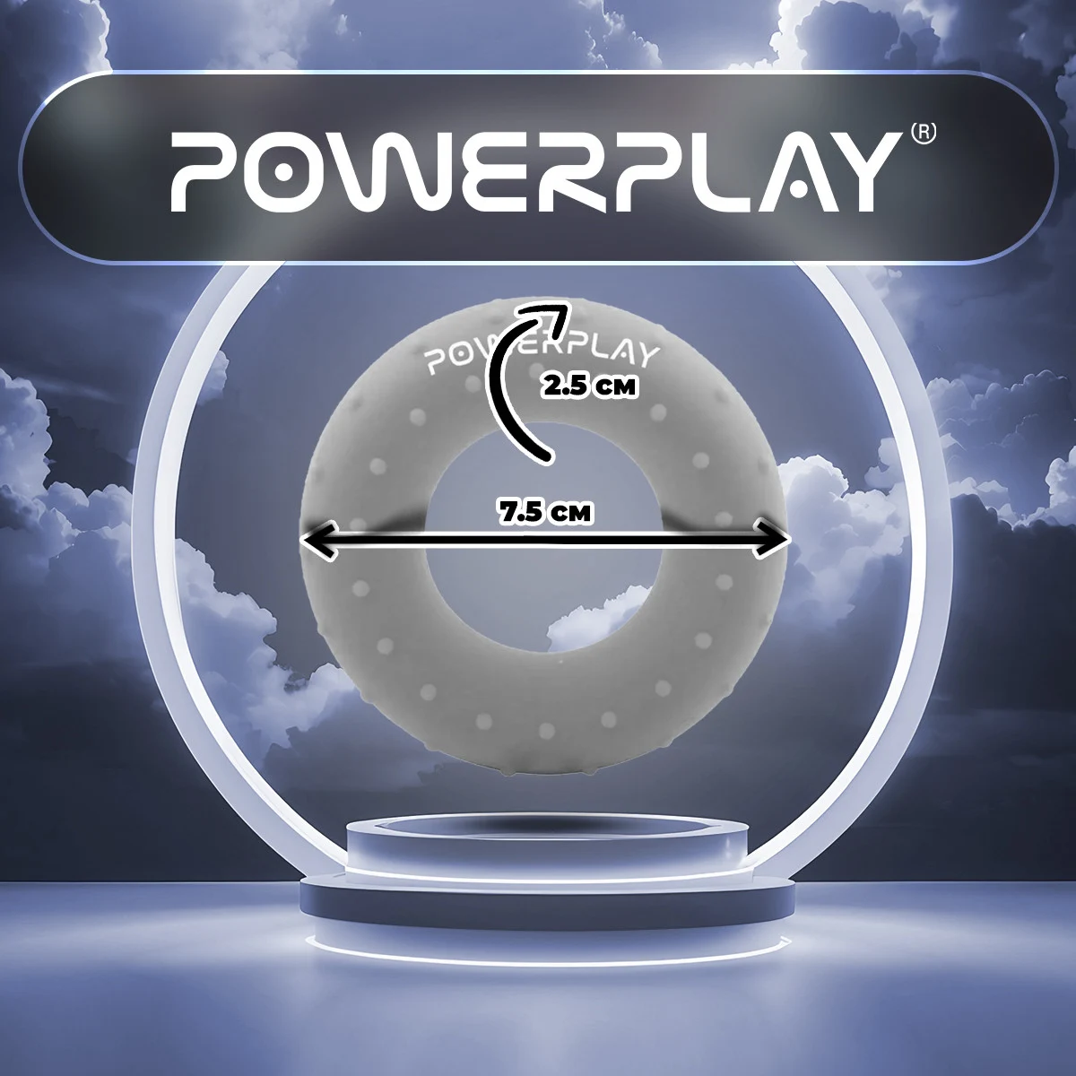 Еспандер кистьовий PowerPlay PP-4338 25 кг силіконовий сірий