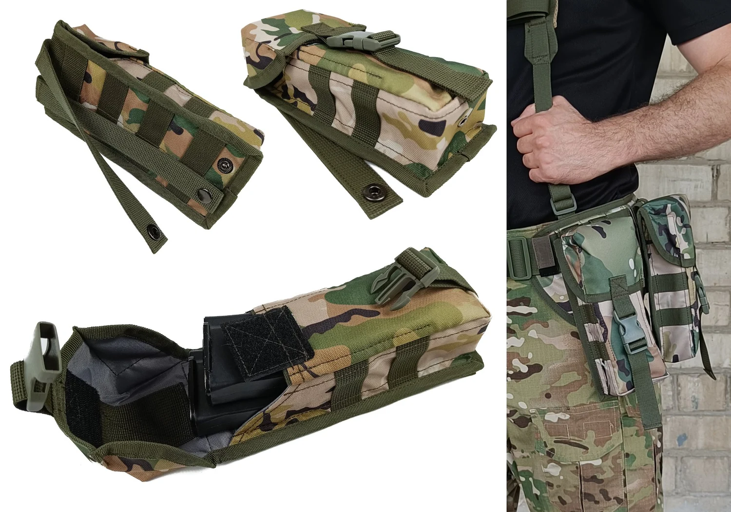 Підсумок одинарний закритий для магазинів АК MOLLE Cordura 1050 23 см мультикам