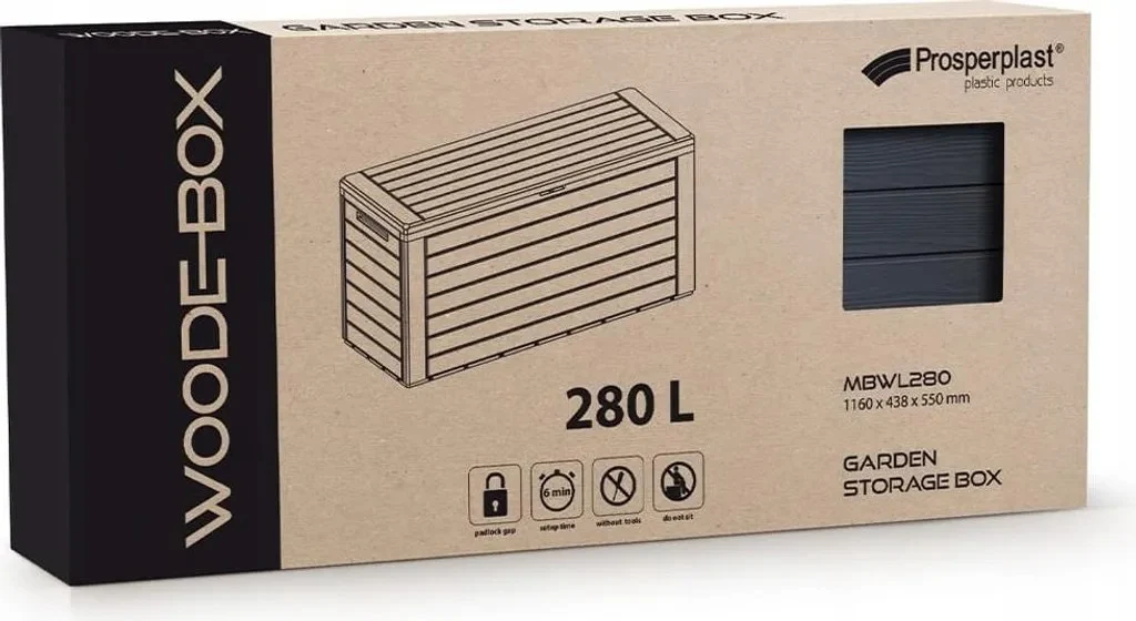 Садовий ящик Woodebox 280 л поліпропілен 116х46х55 см коричневий