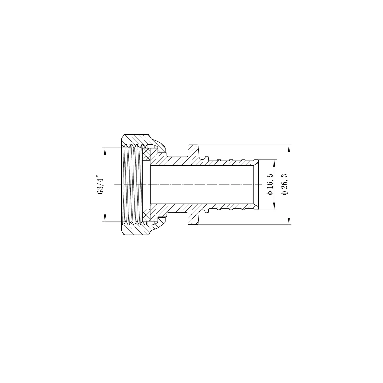 Перехідник з накидною гайкою Koer KA.A08F-20S 20(2.8mm) x 3/4"F латунь