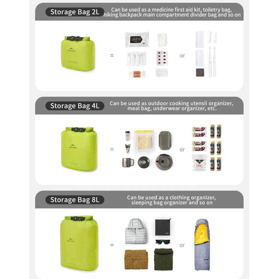 Гермомішок Naturehike CNK2550XB012 8 л поліамід жовтий 28,5х15х39 см