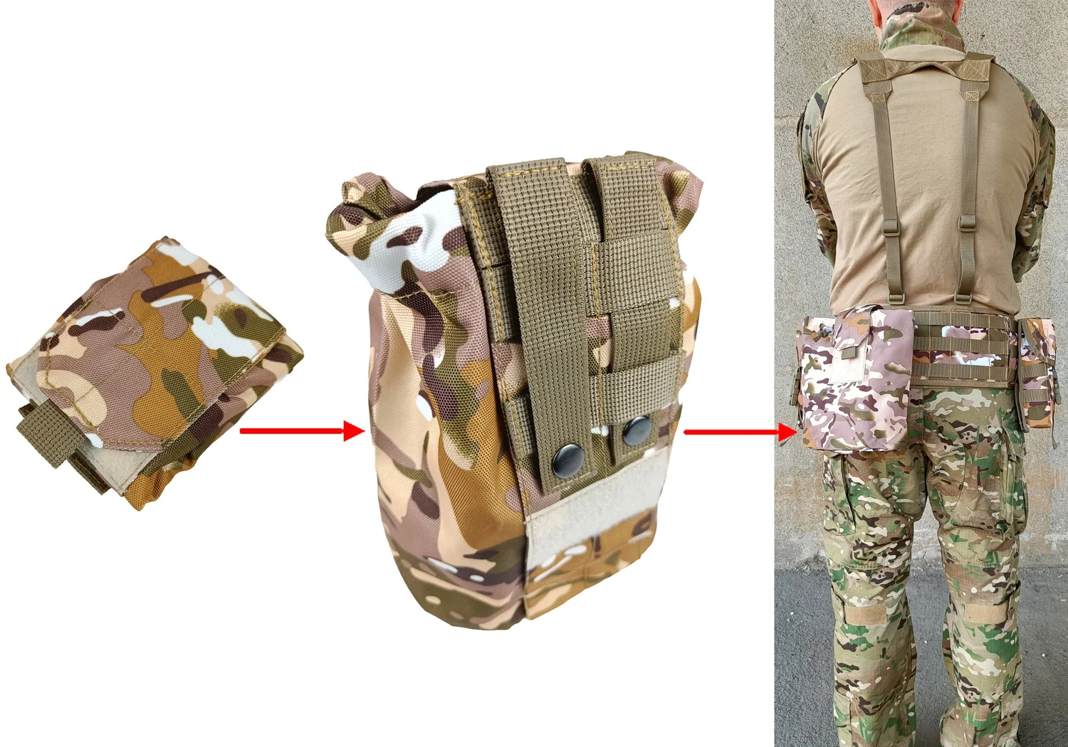 Підсумок для скидання магазинів MOLLE 250х180х500 мм Cordura 1050 мультикам степовий