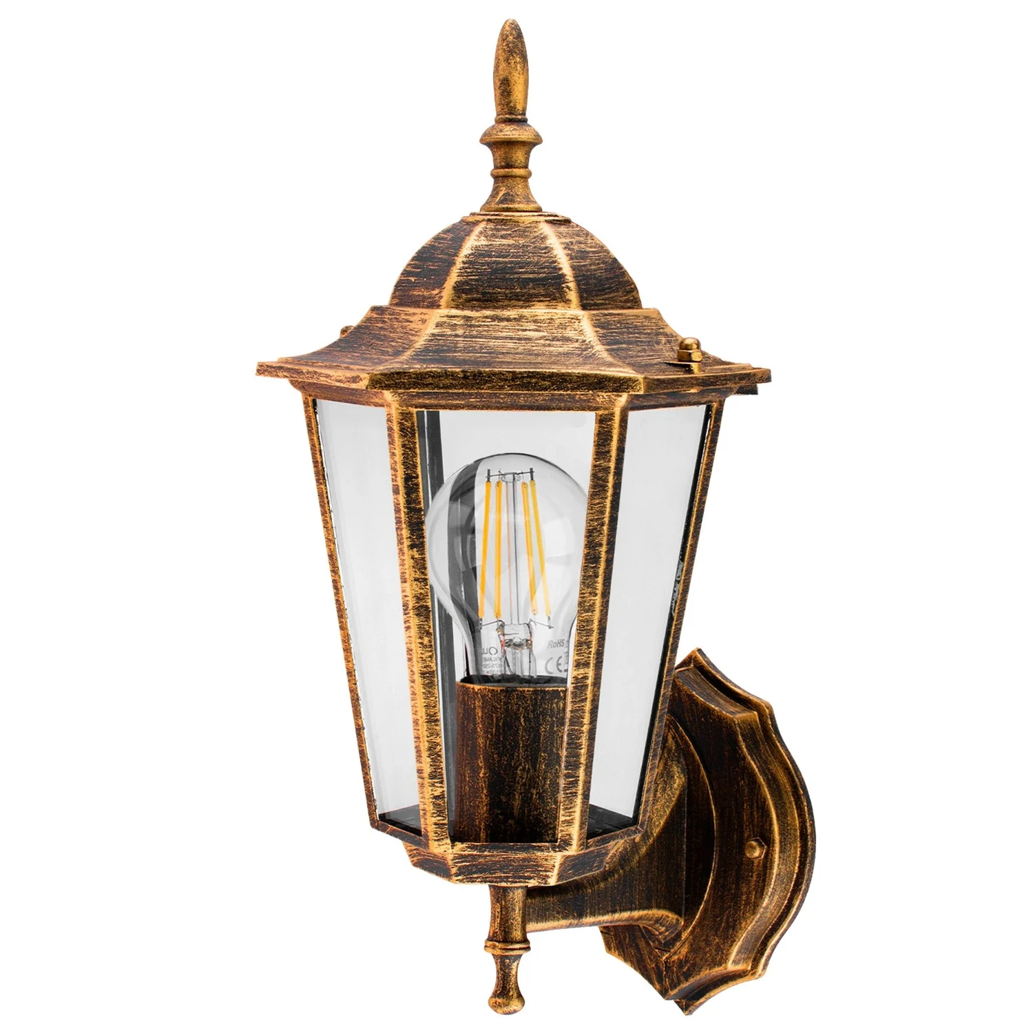 Настінний світильник Lumiled Bellis E27 13 Вт алюміній IP44 ретро 25х25х20 см патина