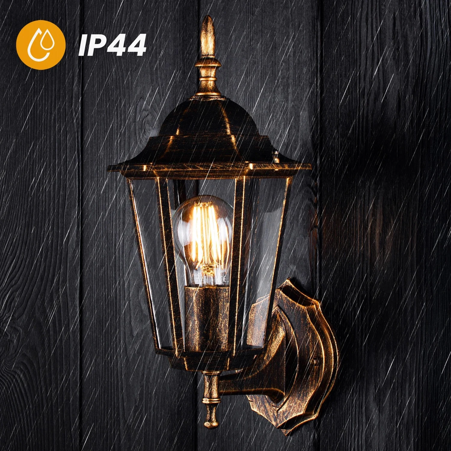 Настінний світильник Lumiled Bellis E27 13 Вт алюміній IP44 ретро 25х25х20 см патина