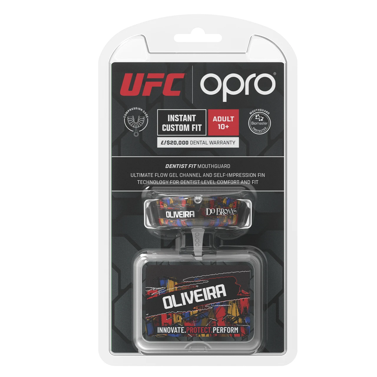 Капа для єдиноборств UFC x OPRO Charles Oliveira Instant Custom-Fit тришарова чорна 11+