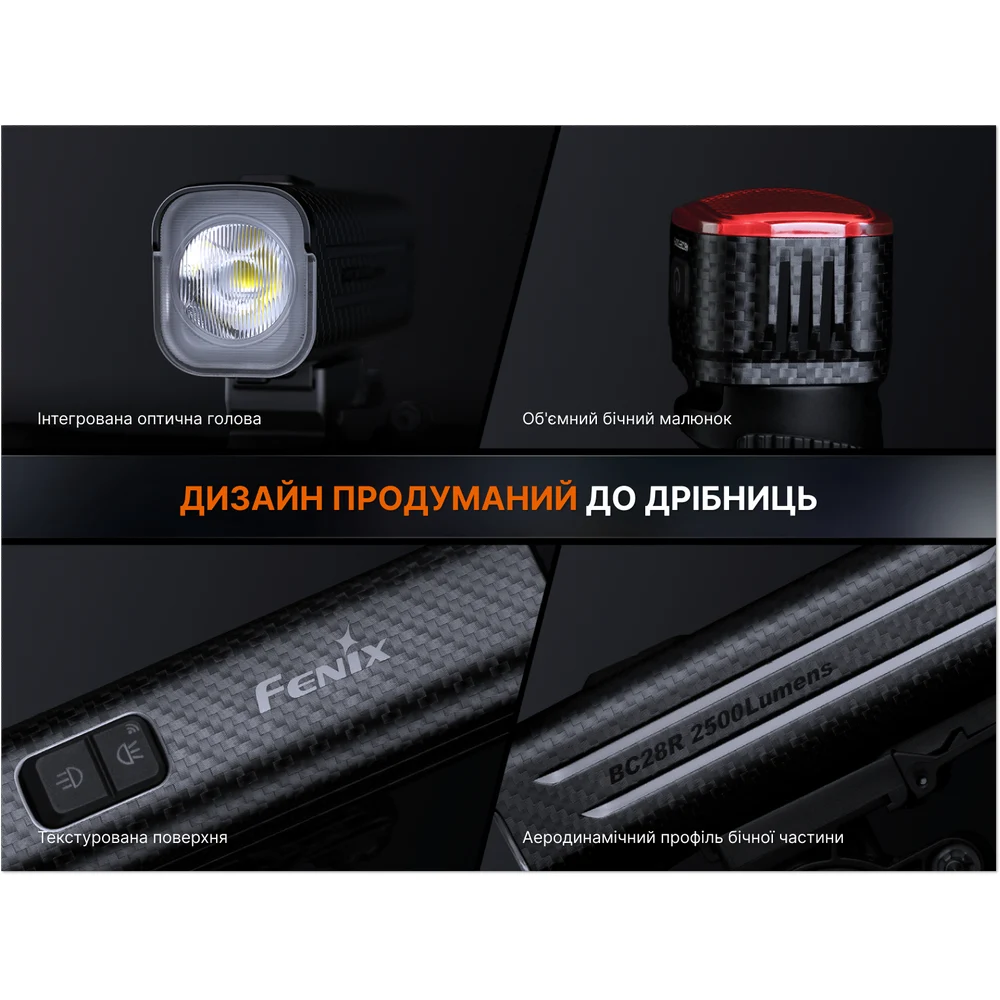 Комплект велофар Fenix BC28R 2500 лм алюміній передня+задня 240 г