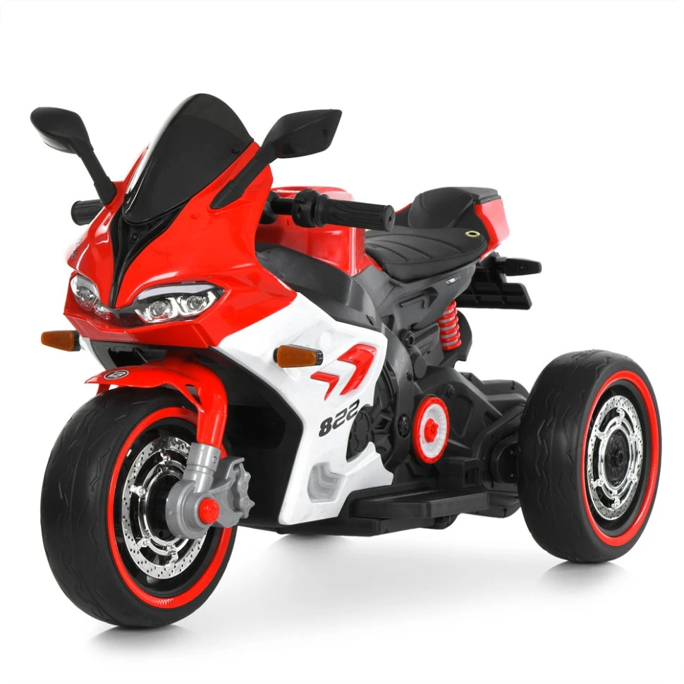 Дитячий електромотоцикл Bambi Racer M 6307EL 112х58х70 см пластик 3-8 років чорний