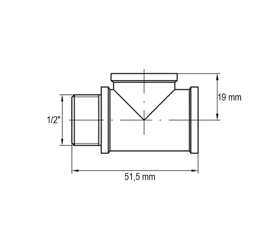 Трійник 1/2'' ВВЗ латунь для водопроводу Koer KF.T06FFM.WN