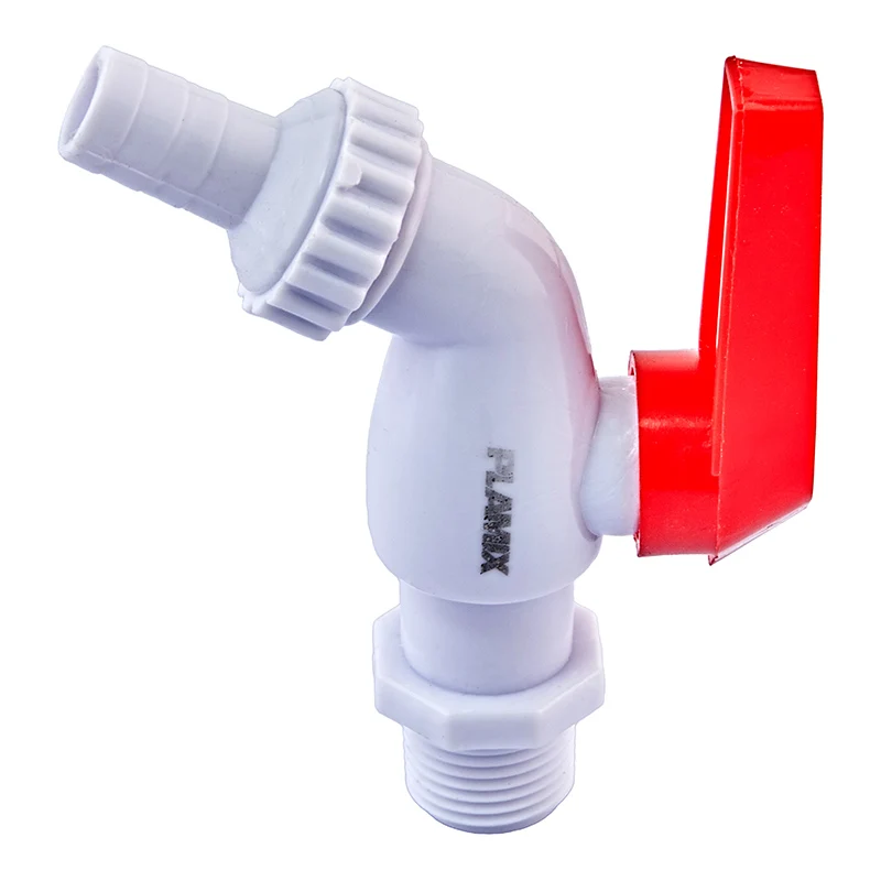 Кран пивний Plamix PVI-1/2" PVC 1/2" біло-червоний