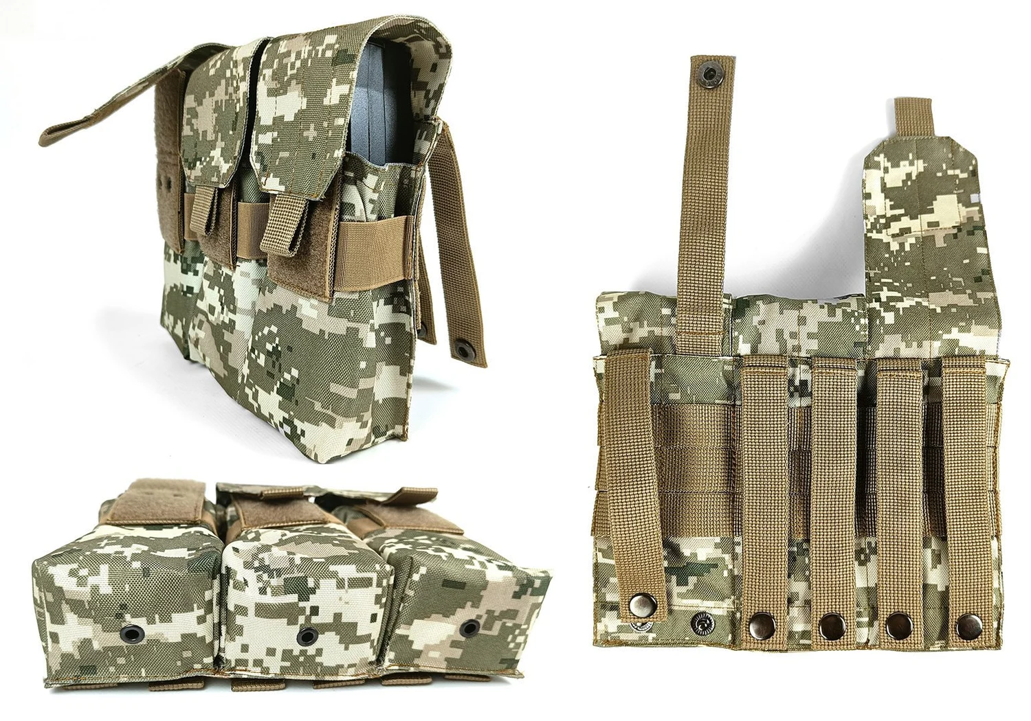 Підсумок тройний під 6 магазинів АК/РПК MOLLE 30 см Cordura 1050 піксель ВСУ MM-14