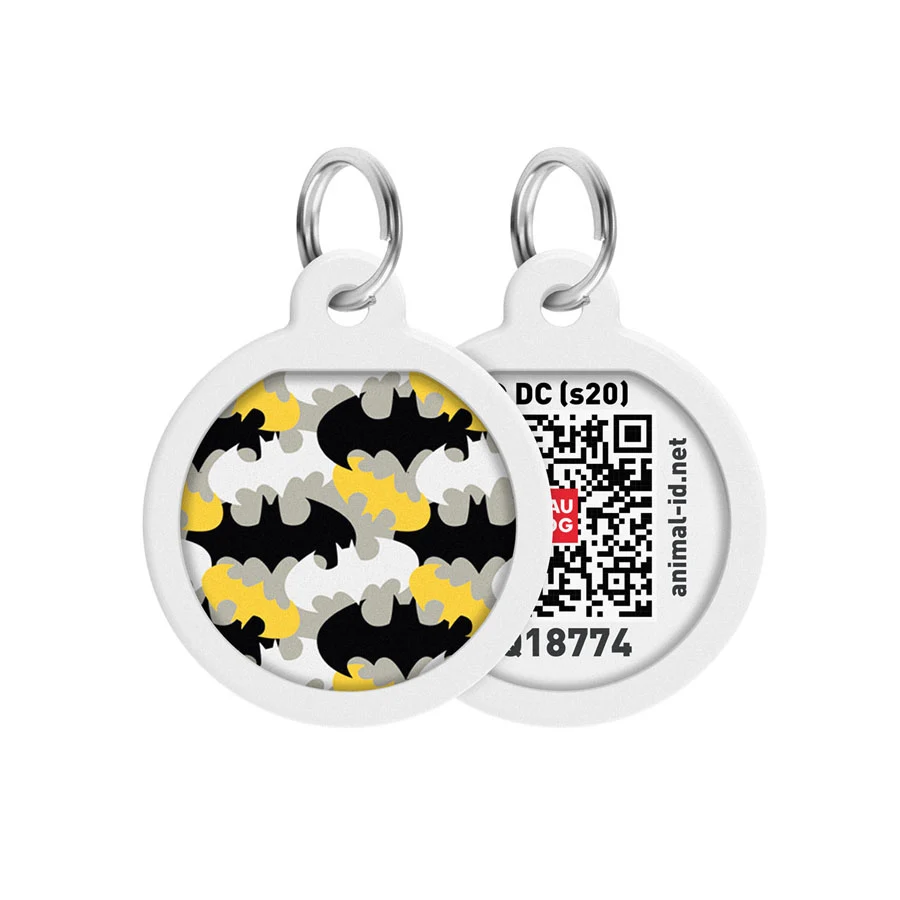 Адресник WAUDOG Smart ID металічний з QR паспортом круг Д 25 мм малюнок Бетмен