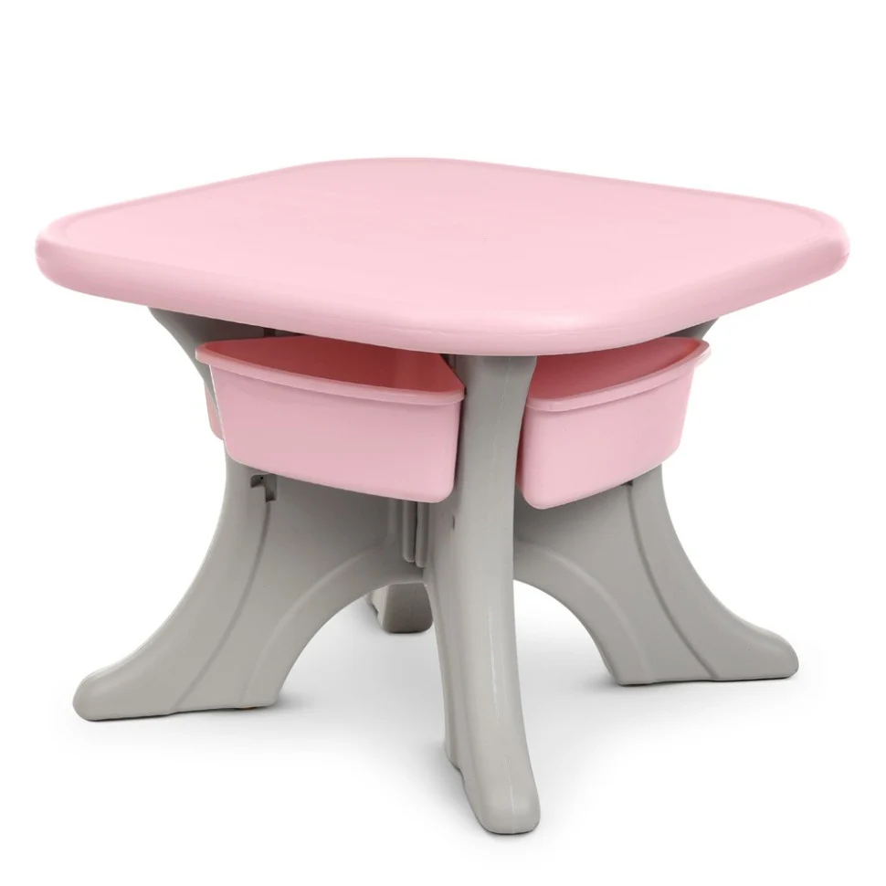 Дитячий столик NEW TABLE-8 сірo-рожевий 69х69 см пластик 2 стільці