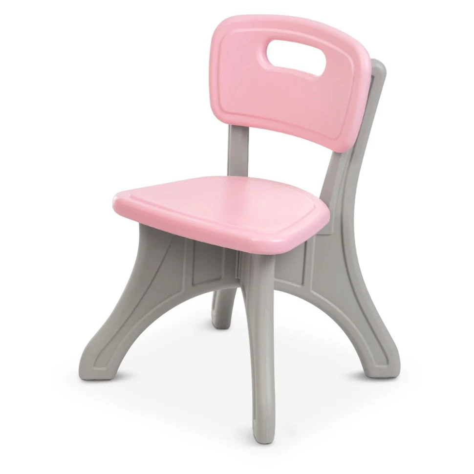 Дитячий столик NEW TABLE-8 сірo-рожевий 69х69 см пластик 2 стільці
