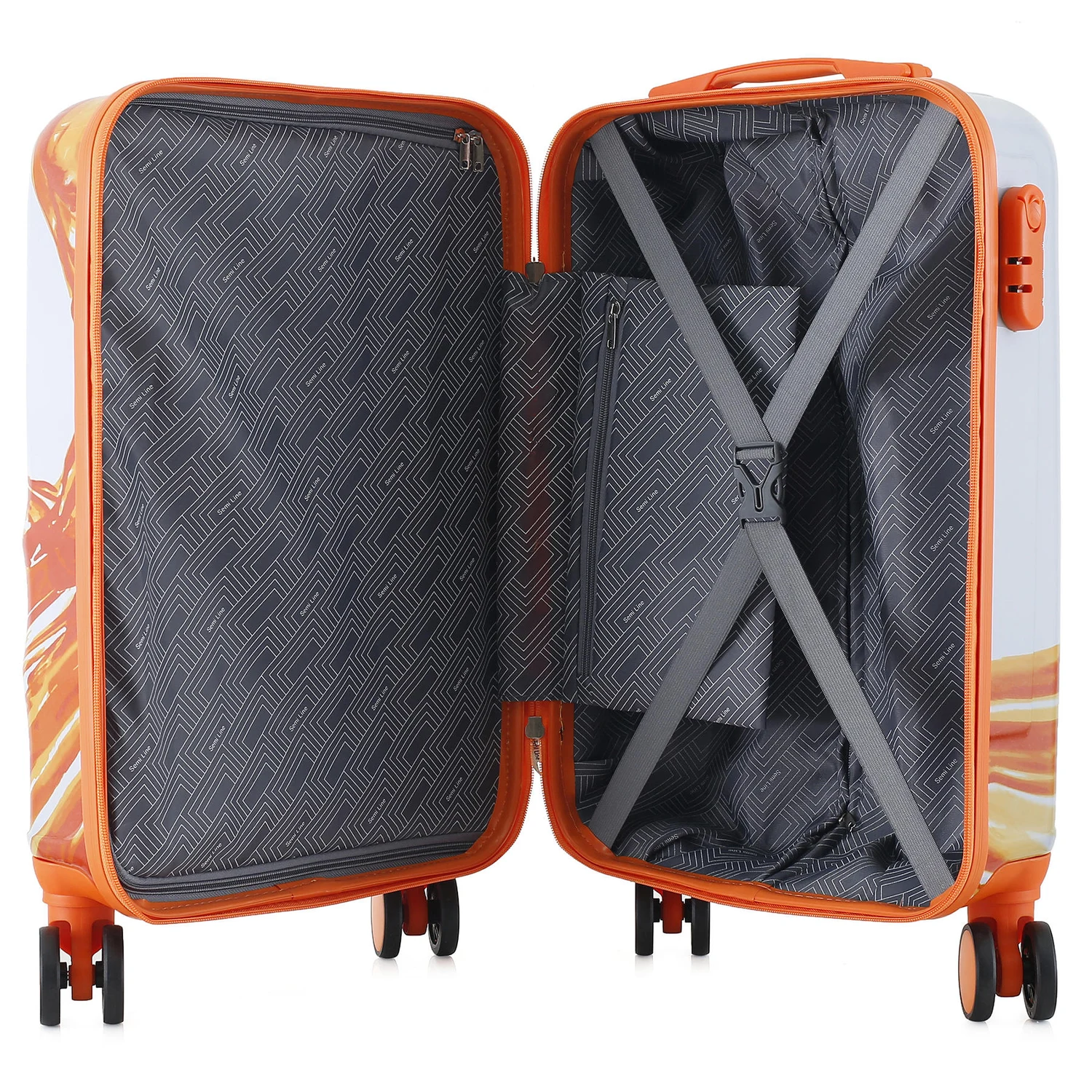 Чемодан Semi Line T5655-1 20" 44 л Polycarbonate/ABS-Plastic White/Orange Print