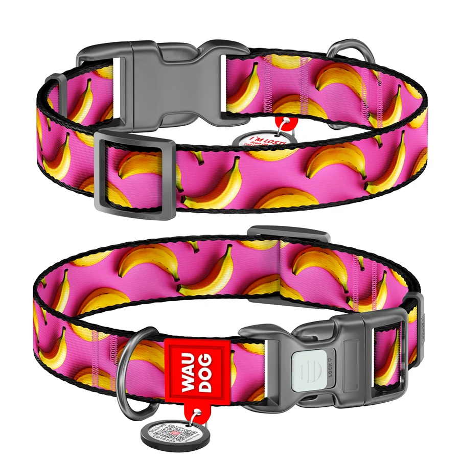 Нашийник WAUDOG Nylon S 15 мм Рожевий Нейлон 25-35 см з QR паспортом