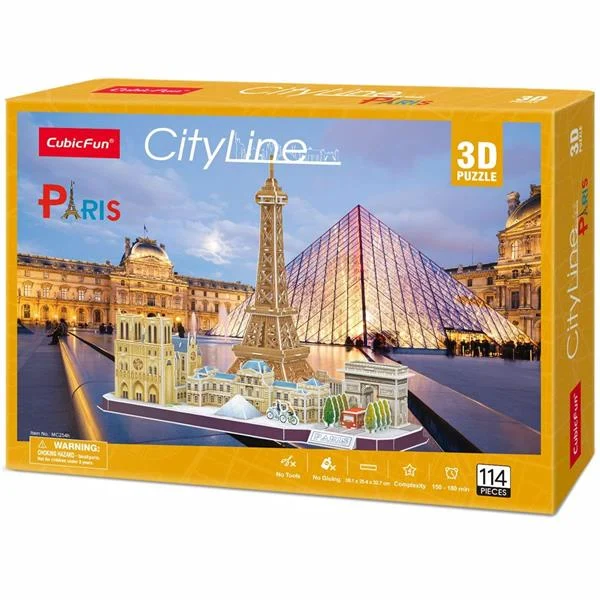 3D пазл CubicFun Париж архітектурний конструктор з пінокартону 38х25х33 см різнобарвний