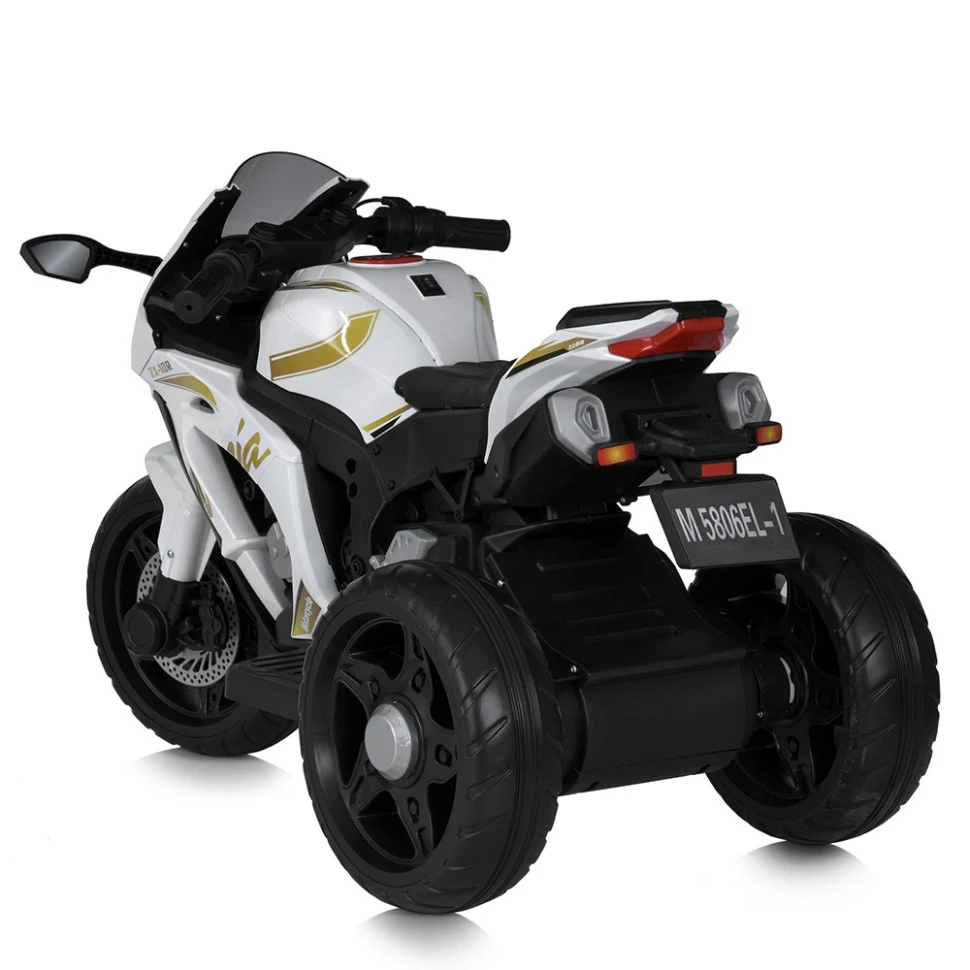 Детский электромобиль мотоцикл M 5806EL-1 для детей 3-8 лет 106х54х68 см экокожа черный