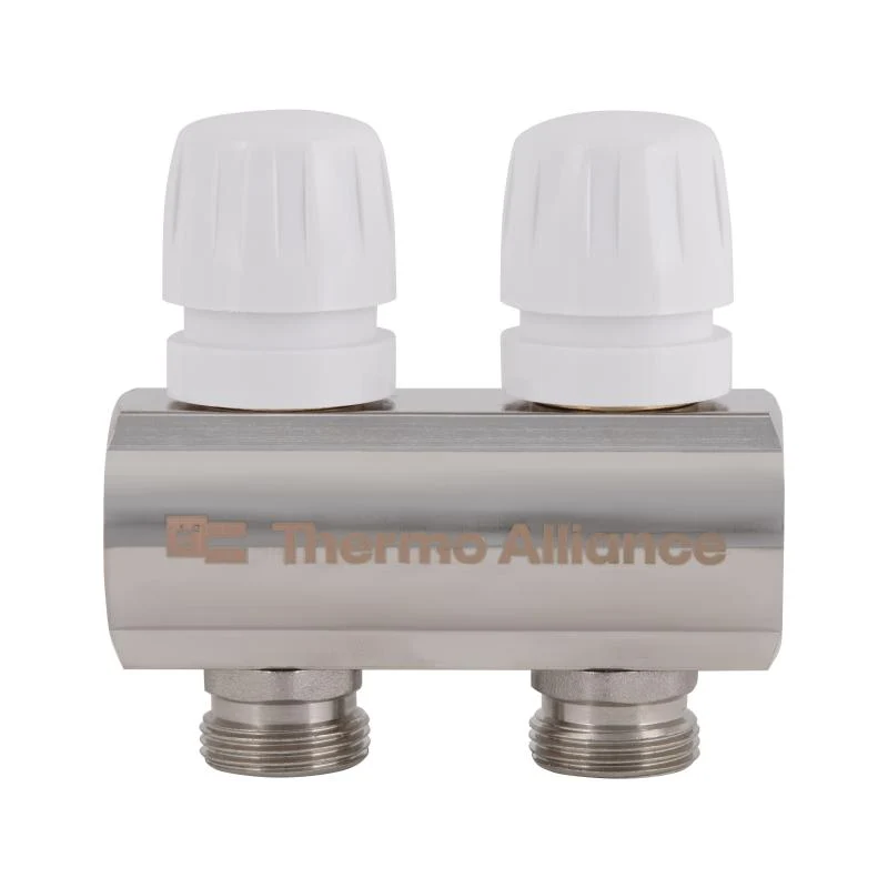 Колектор латунний 1"x2 з витратомірами Thermo Alliance TAS235W2E для опалення 16 Бар