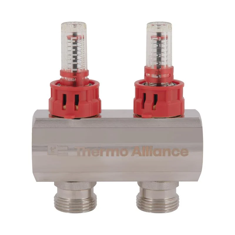 Колектор латунний 1"x2 з витратомірами Thermo Alliance TAS235W2E для опалення 16 Бар
