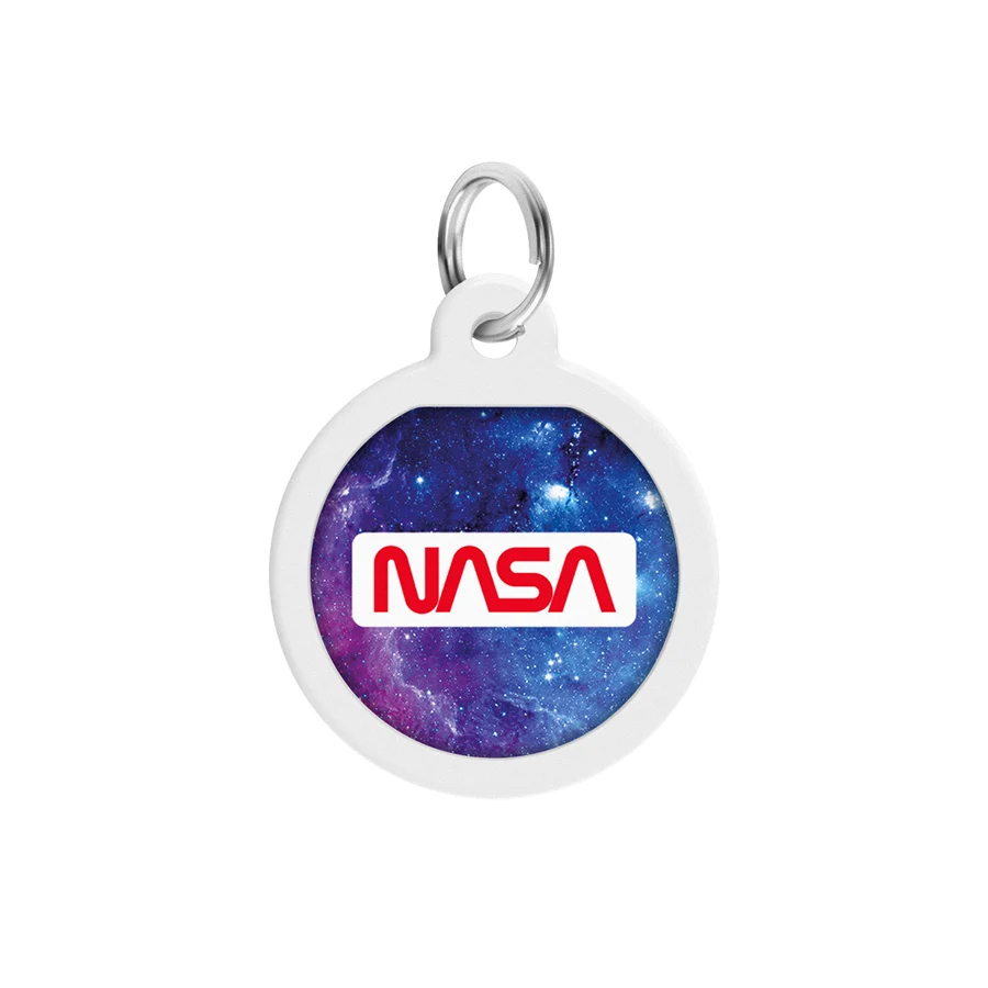 Адресник для собак і котів WAUDOG Smart ID з QR паспортом металевий Д 25 мм NASA21