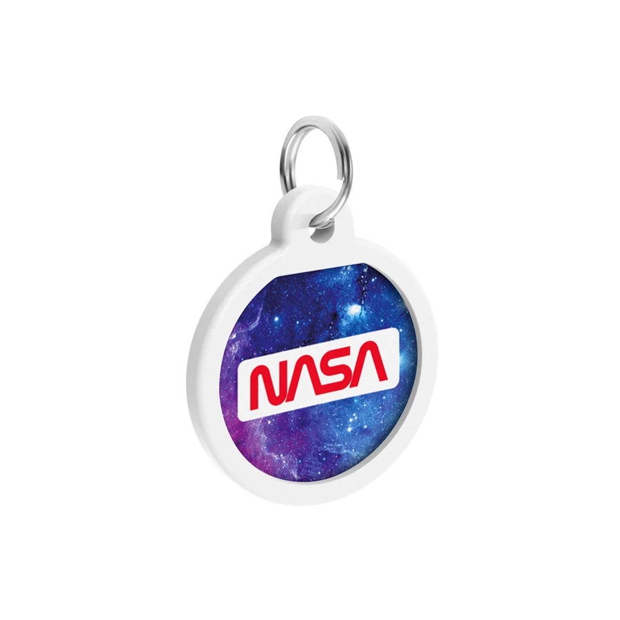 Адресник для собак і котів WAUDOG Smart ID з QR паспортом металевий Д 25 мм NASA21