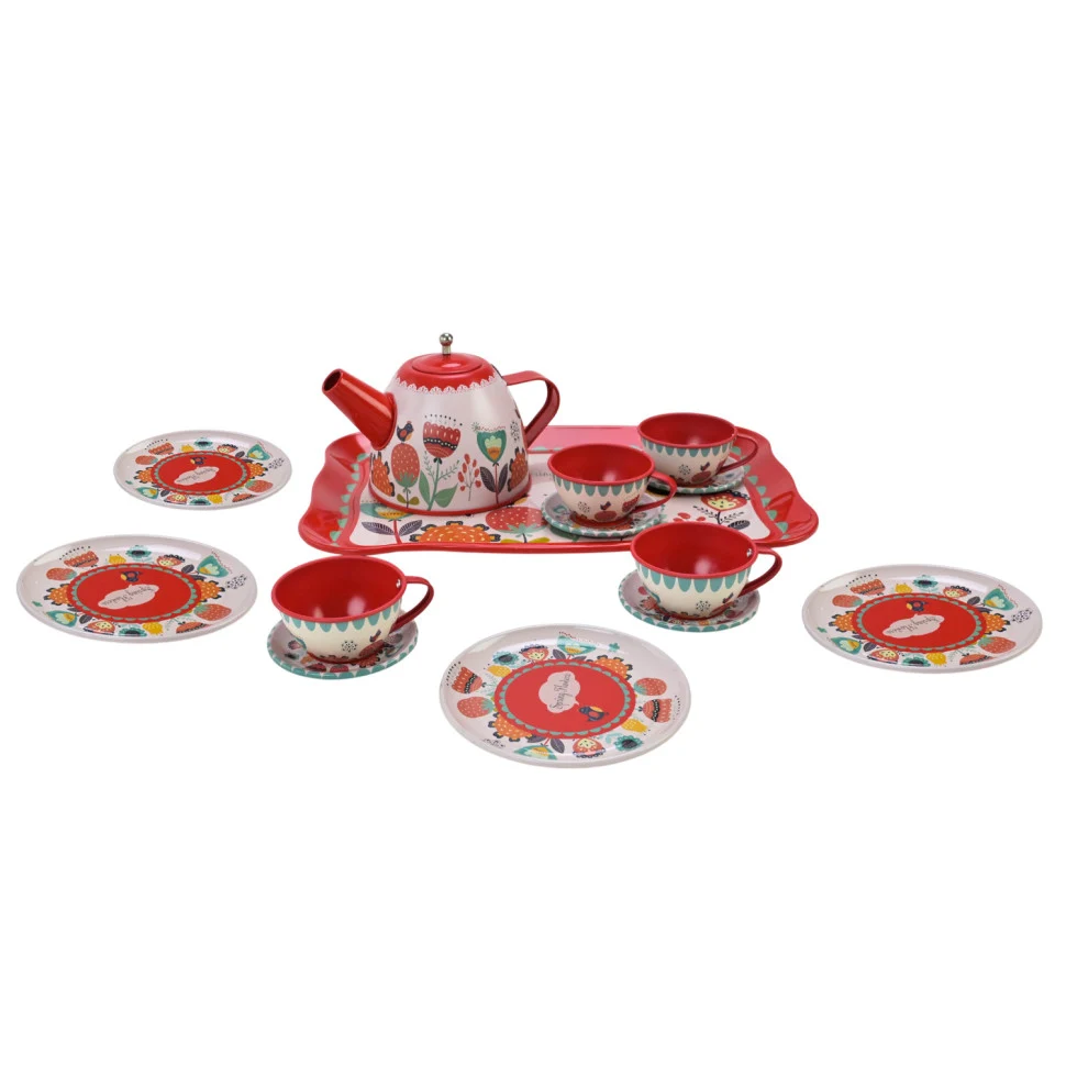 Дитячий набір посуду Tea Set 620-C5 метал 14 предметів яскравий 16х9х24 см