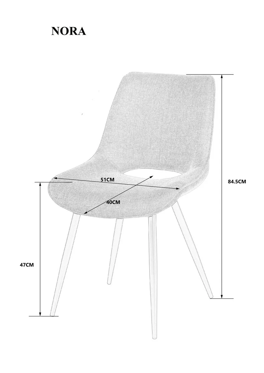 Стілець NORA чорний каркас бежеве сидіння лляна тканина 79х68х52 см