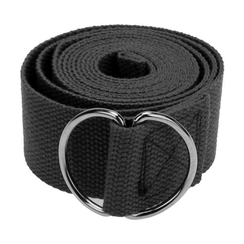Ремінь для йоги EasyFit 183x3,8 см поліестер бавовна чорний