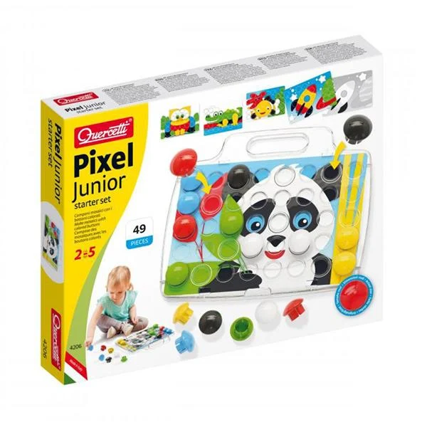 Дитяча мозаїка Quercetti Pixel Junior 40 елементів 30 мм різнобарвна з дошкою 40х30 см