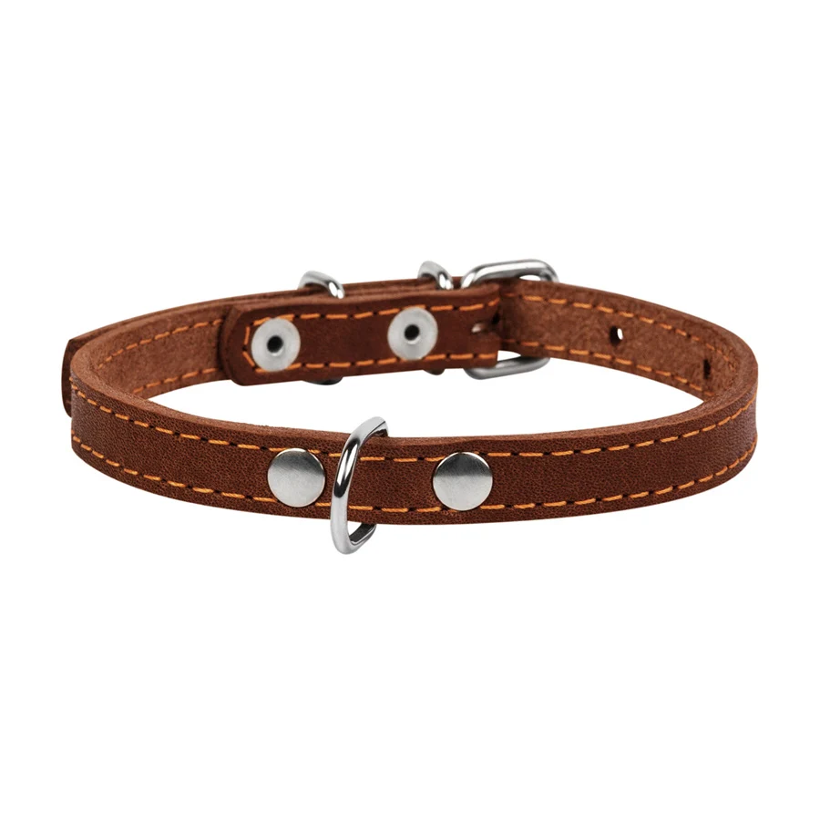 Нашийник CoLLaR одинарний 10мм натуральні матеріали 22-30см коричневий