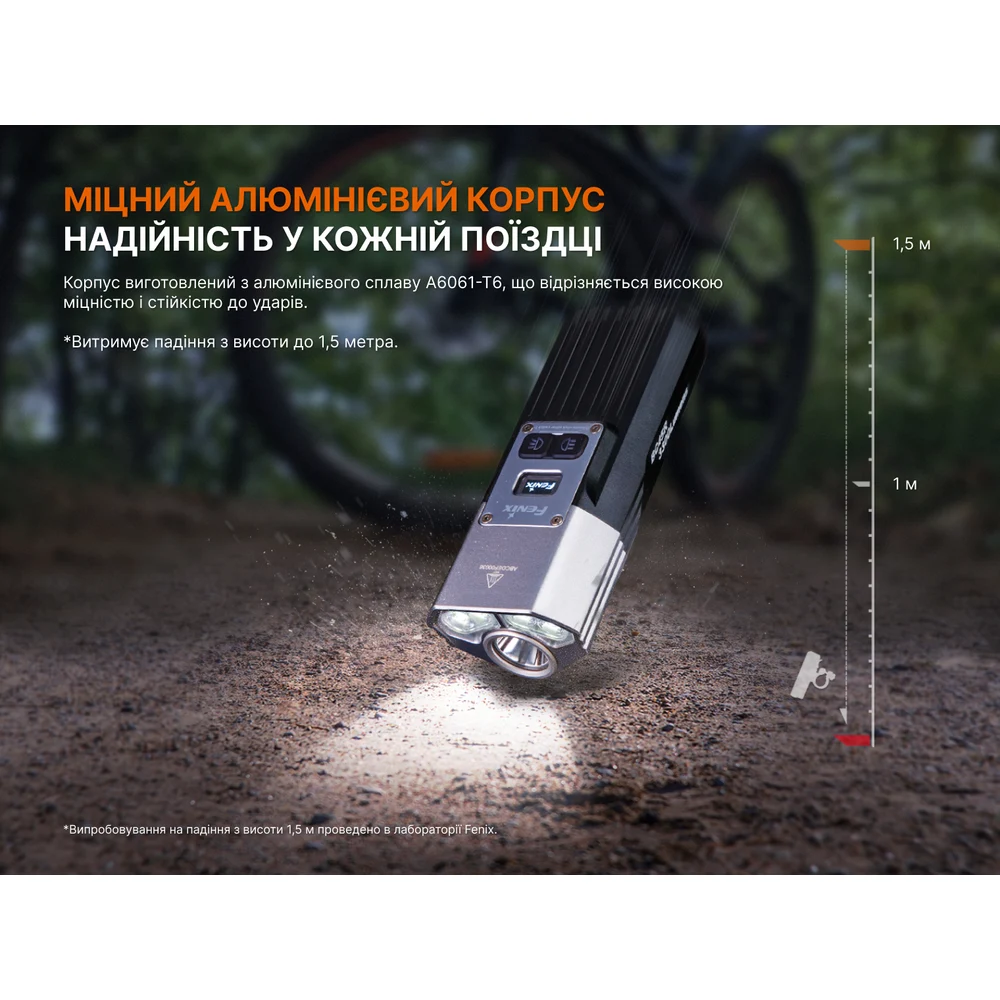 Велофара Fenix BC45R 3300 лм акумуляторна 125х50х37 мм чорна авіаційний алюміній