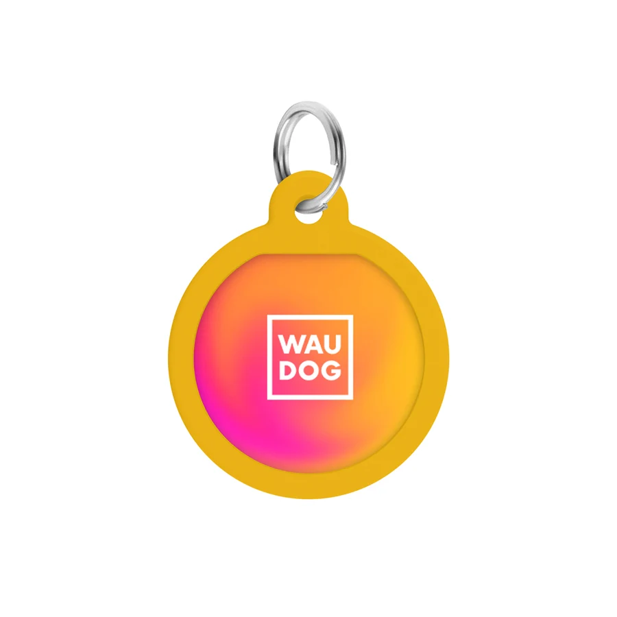 Адресник WAUDOG Smart ID з QR паспортом металевий Д 25 мм градієнт помаранчевий
