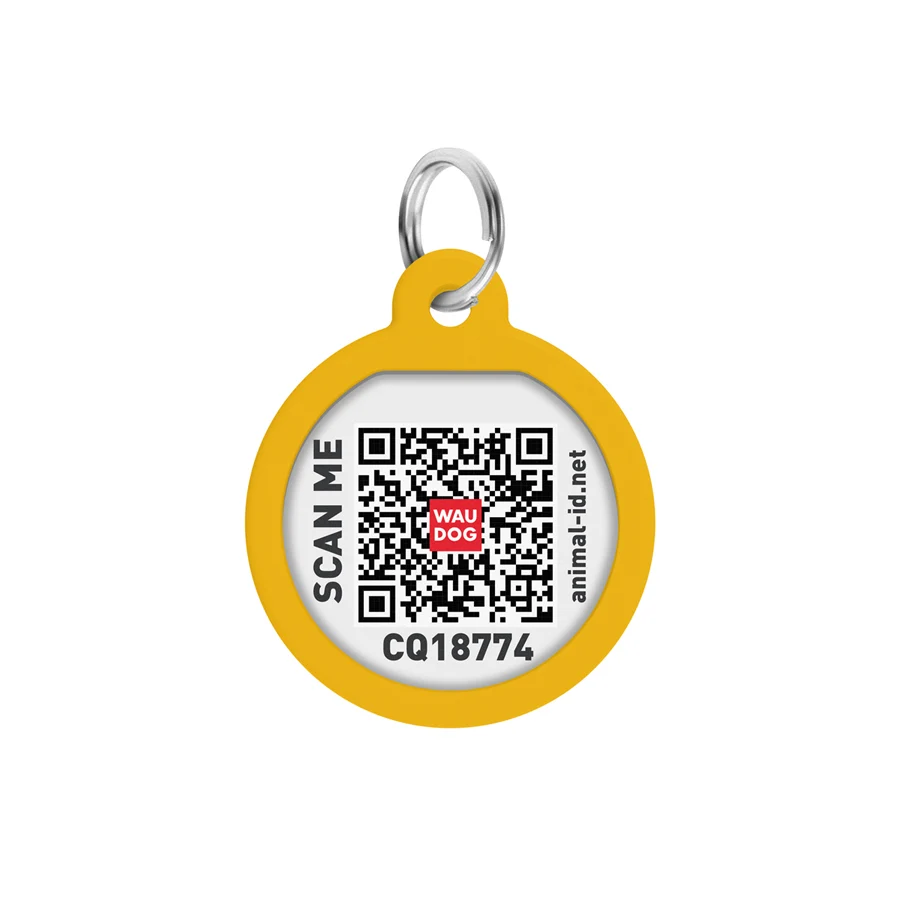 Адресник WAUDOG Smart ID з QR паспортом металевий Д 25 мм градієнт помаранчевий