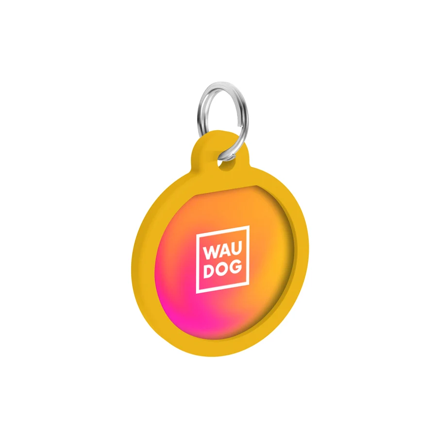 Адресник WAUDOG Smart ID з QR паспортом металевий Д 25 мм градієнт помаранчевий