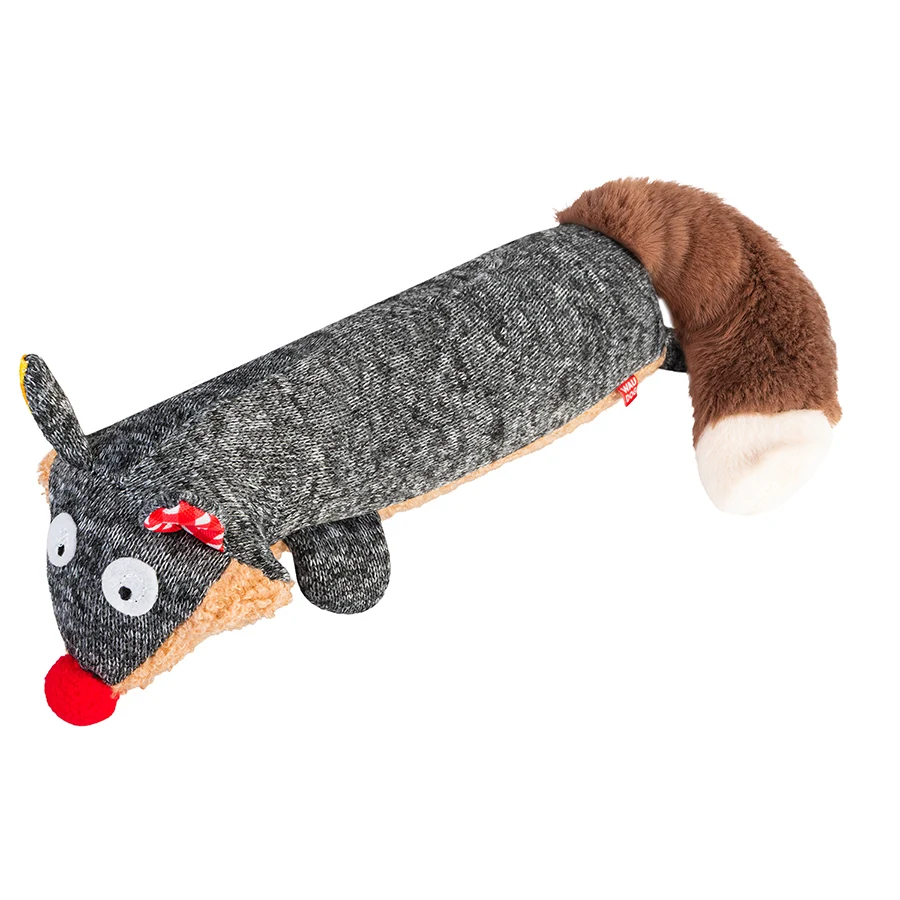 Іграшка для собак WAUDOG Fun Plush Єнот трикотаж 7x24 см сірий з пискавкою