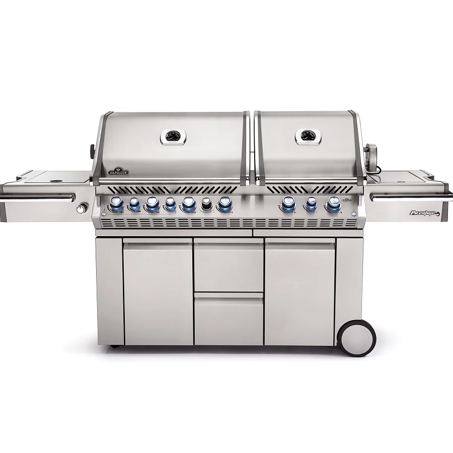 Газовий гриль Napoleon Prestige PRO 825 RSBI з бічним пальником Sizzle Zone нержавіюча сталь 239х130х64 см