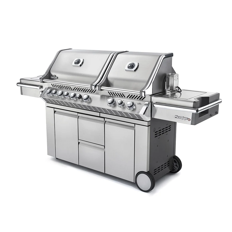 Газовий гриль Napoleon Prestige PRO 825 RSBI з бічним пальником Sizzle Zone нержавіюча сталь 239х130х64 см