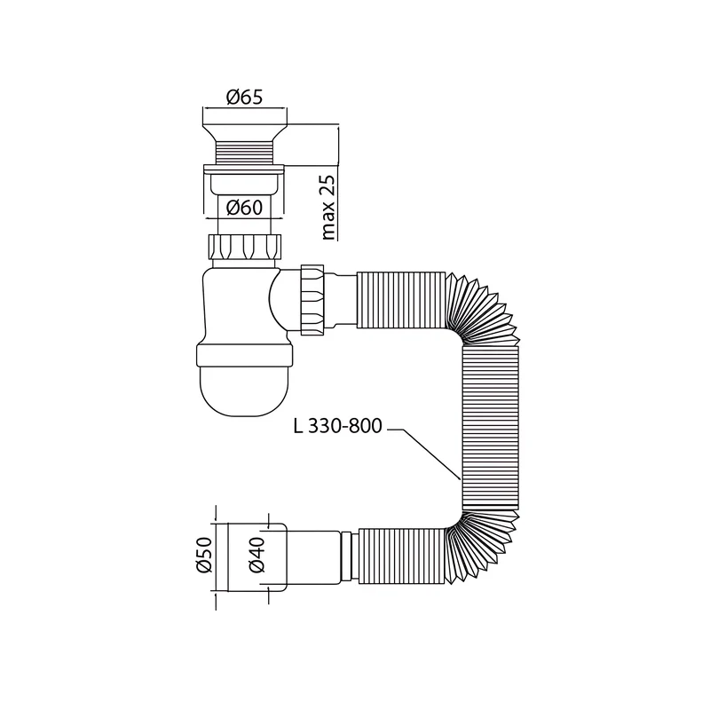 Сифон Mixxus SU-06-A 1 1/2" пластиковий для умивальника 40 см