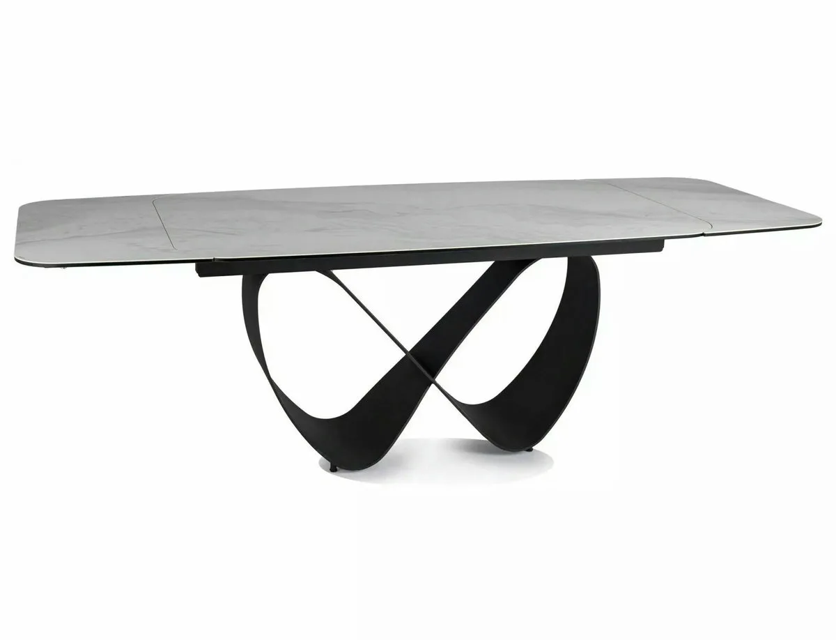 Стіл розкладний INFINITY CERAMIC 160(240)x95 см Загартоване скло + кераміка Білий/Чорний матовий