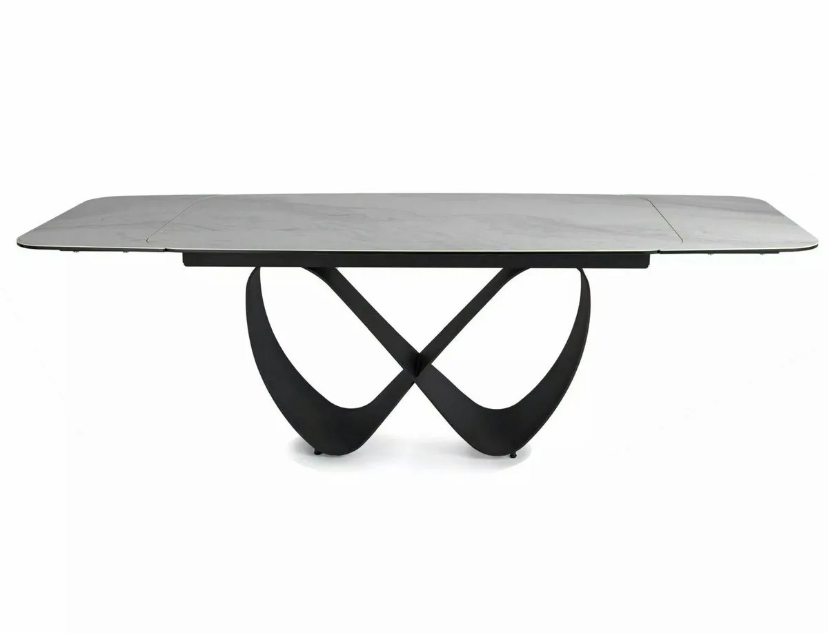 Стіл розкладний INFINITY CERAMIC 160(240)x95 см Загартоване скло + кераміка Білий/Чорний матовий