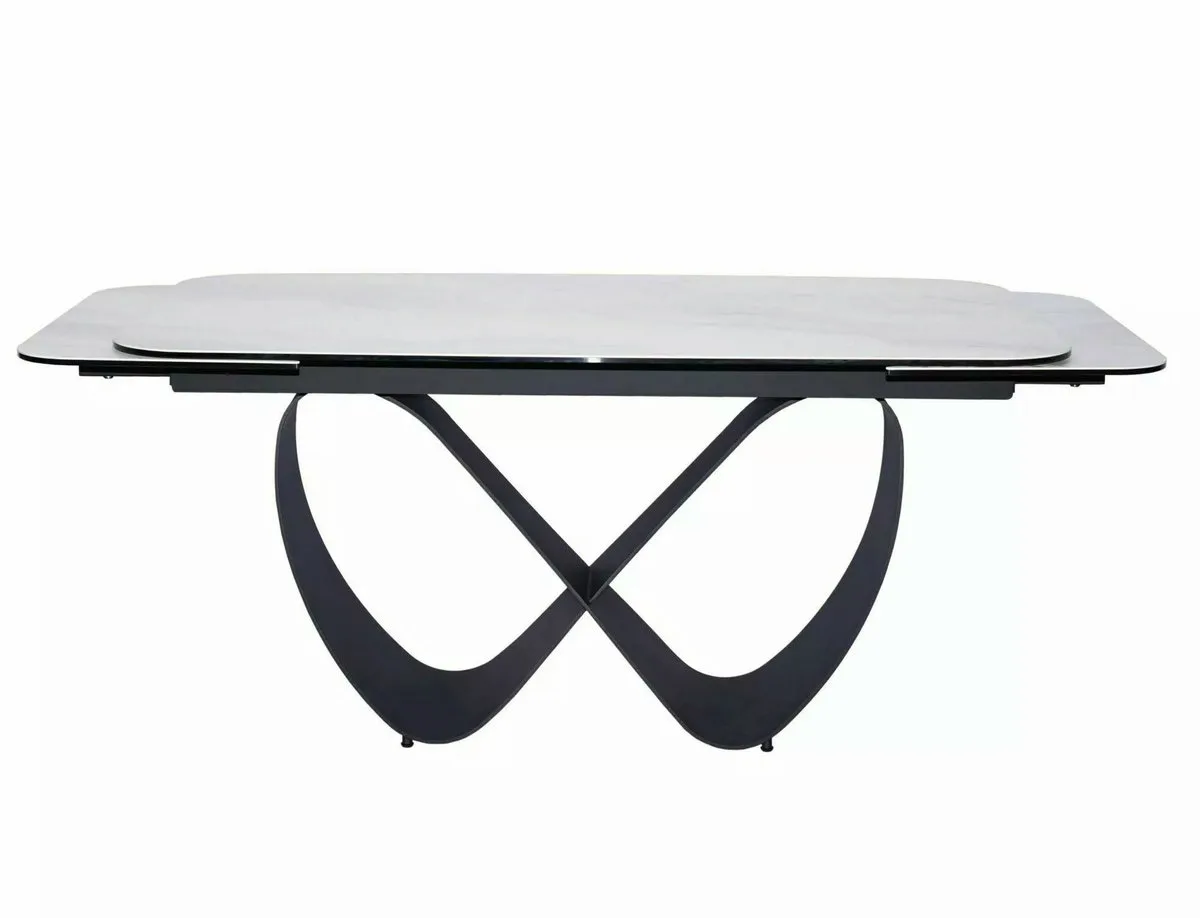 Стіл розкладний INFINITY CERAMIC 160(240)x95 см Загартоване скло + кераміка Білий/Чорний матовий