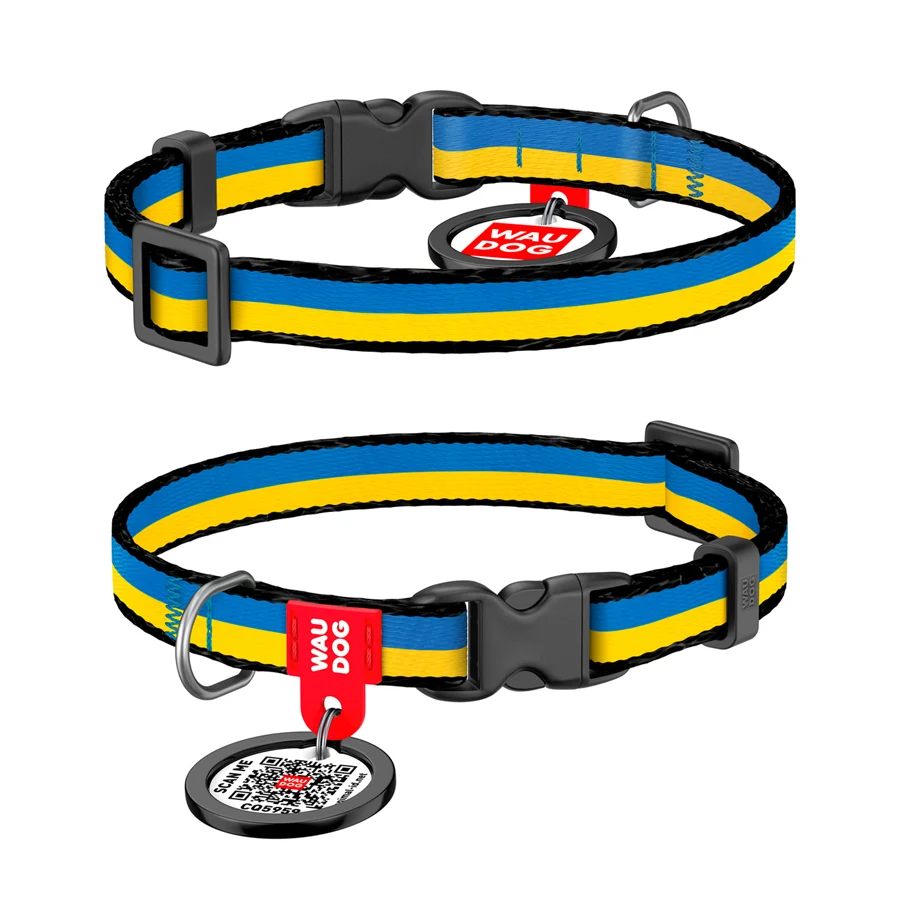 Нашийник WAUDOG Nylon XS 10 мм 20-30 см Нейлон Colors of freedom з QR паспортом