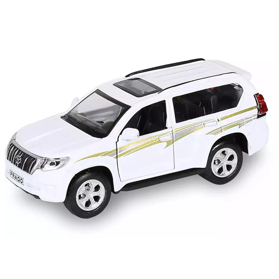 Автомодель Toyota Prado 1:40 метал білий з відкриваючими дверцями та функцією pull back