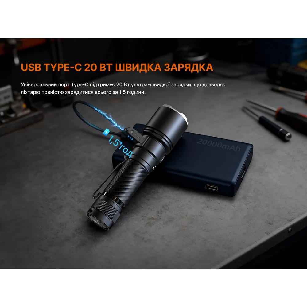 Ліхтар ручний Fenix C7 Pro 4600 лм авіаційний алюміній 150,5х40х28,4 мм чорний