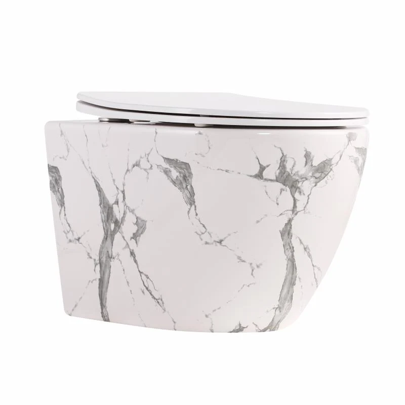 Унітаз підвісний Qtap Robin Ultra Quiet 520x365x340 мм Дюропласт Marble