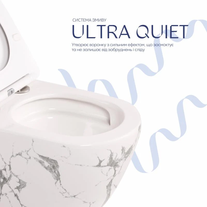 Унітаз підвісний Qtap Robin Ultra Quiet 520x365x340 мм Дюропласт Marble